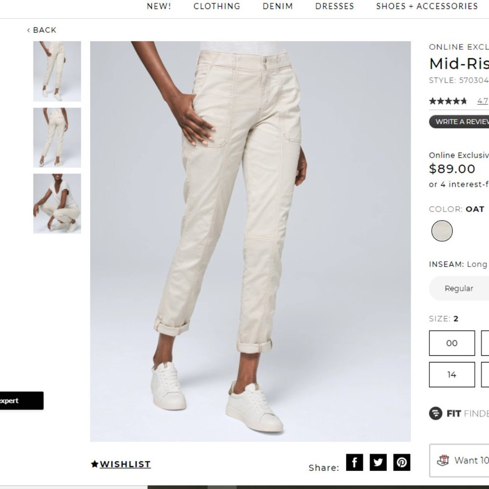 WHBM Mid-Rise Pret-a-Pedi Crop Pant 2L Oat